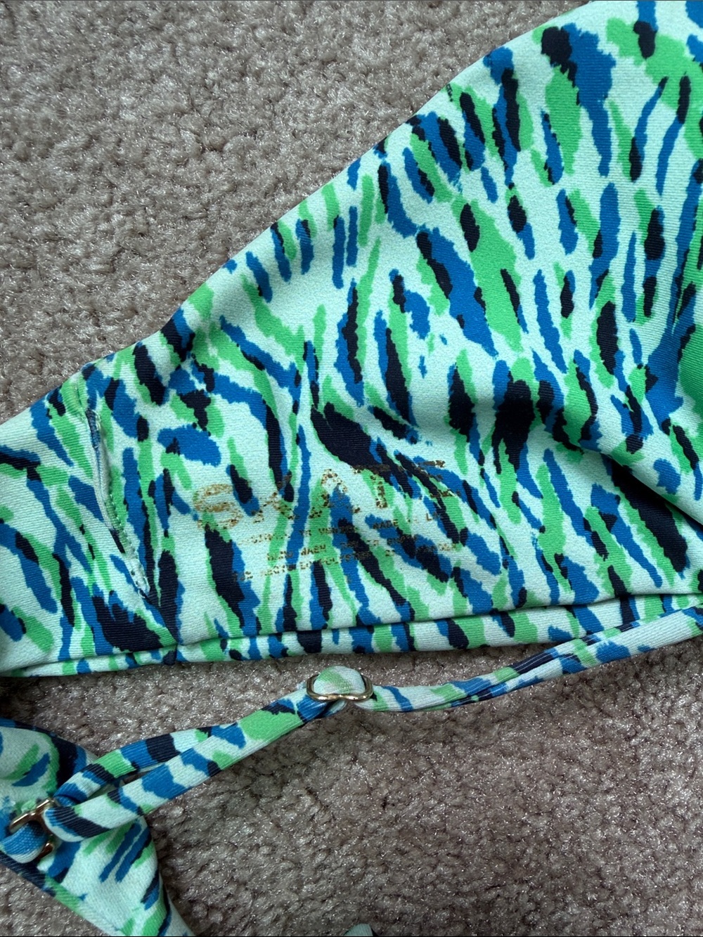 Skatie Women’s Green Blue Print Tie-Back Bikini Set - Picture 5 of 8